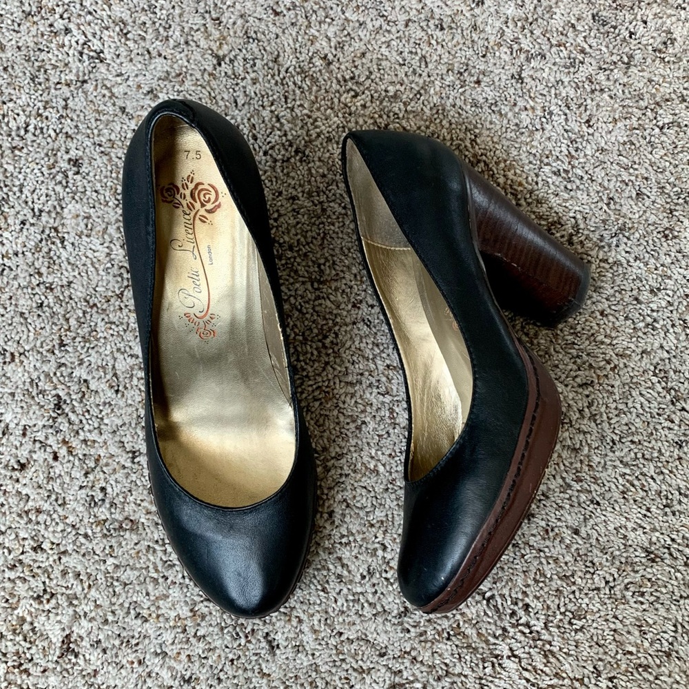 Poetic Licence Leather Almond Toe Thick Heel